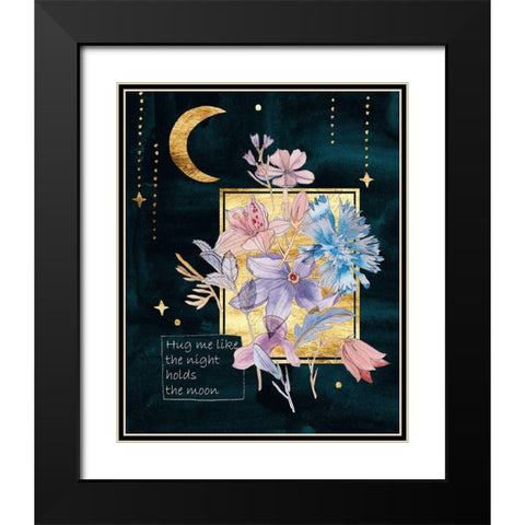 Moonlight Flowers III Black Modern Wood Framed Art Print with Double Matting by Wang, Melissa