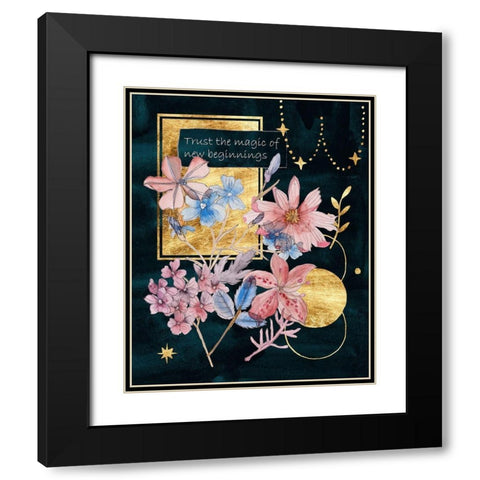 Moonlight Flowers IV Black Modern Wood Framed Art Print with Double Matting by Wang, Melissa