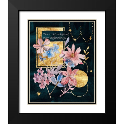 Moonlight Flowers IV Black Modern Wood Framed Art Print with Double Matting by Wang, Melissa