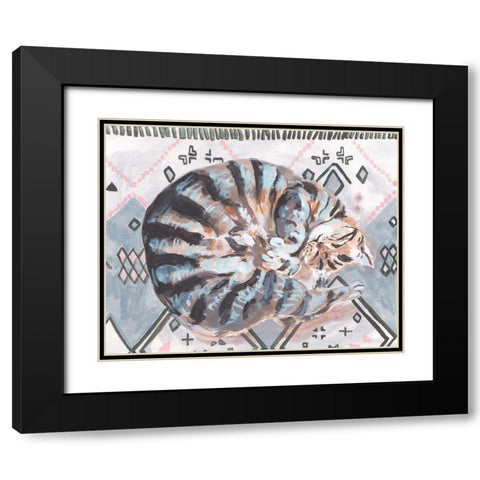 Little Sleepy Head I Black Modern Wood Framed Art Print with Double Matting by Wang, Melissa