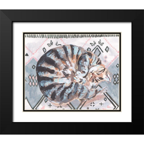 Little Sleepy Head I Black Modern Wood Framed Art Print with Double Matting by Wang, Melissa