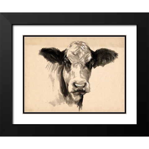 Charcoal Cow II Black Modern Wood Framed Art Print with Double Matting by Parker, Jennifer Paxton