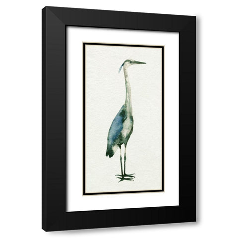 Deep Blue Heron I Black Modern Wood Framed Art Print with Double Matting by Caroline, Emma
