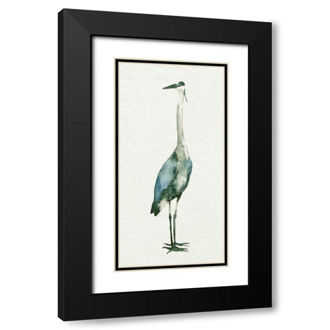 Deep Blue Heron II Black Modern Wood Framed Art Print with Double Matting by Caroline, Emma
