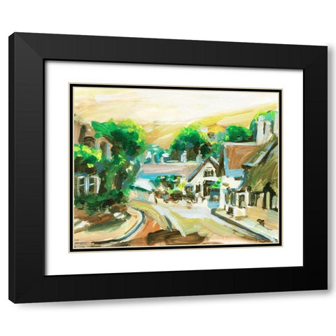 Spring Village II Black Modern Wood Framed Art Print with Double Matting by Wang, Melissa