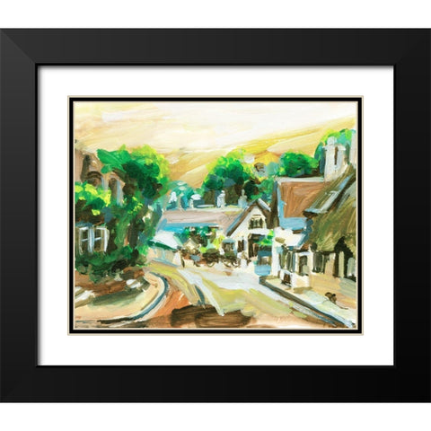 Spring Village II Black Modern Wood Framed Art Print with Double Matting by Wang, Melissa