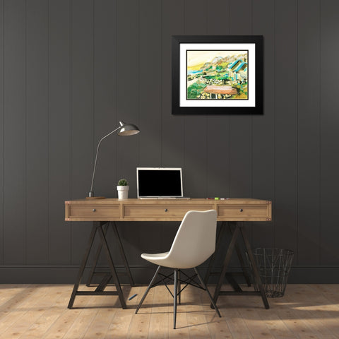 Spring Village IV Black Modern Wood Framed Art Print with Double Matting by Wang, Melissa
