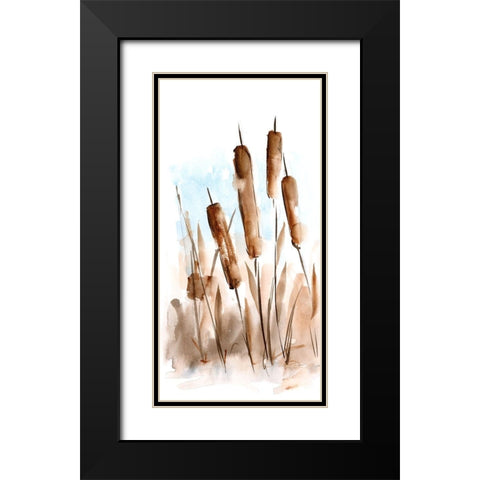 Watercolor Cattail Study II Black Modern Wood Framed Art Print with Double Matting by Harper, Ethan
