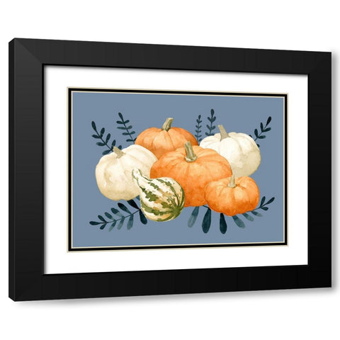 Autumn Orange And Blues I Black Modern Wood Framed Art Print with Double Matting by Caroline, Emma