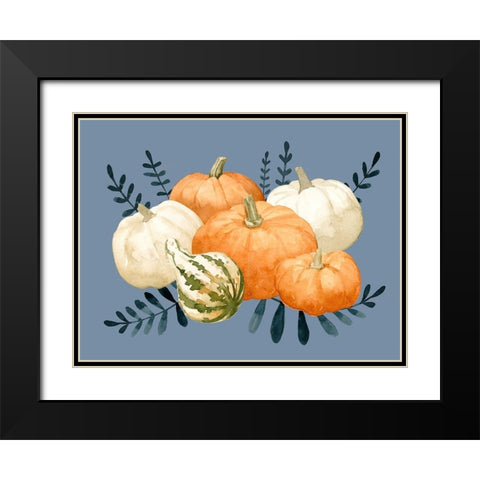 Autumn Orange And Blues I Black Modern Wood Framed Art Print with Double Matting by Caroline, Emma