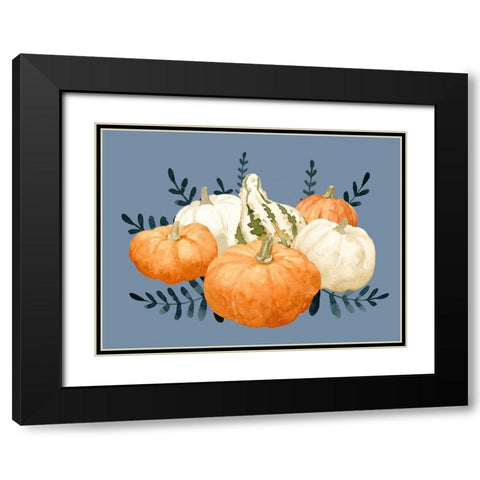 Autumn Orange And Blues II Black Modern Wood Framed Art Print with Double Matting by Caroline, Emma