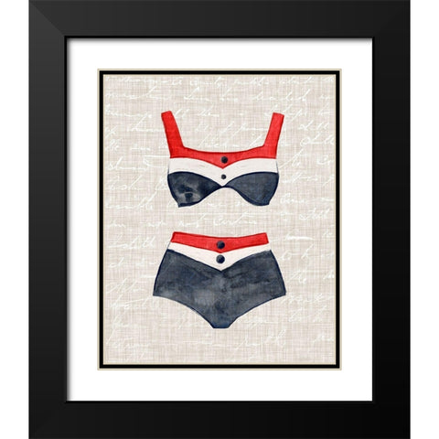 Vintage Swimming I Black Modern Wood Framed Art Print with Double Matting by Warren, Annie