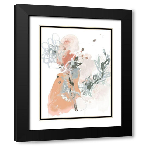 Petal Drift I Black Modern Wood Framed Art Print with Double Matting by Vess, June Erica