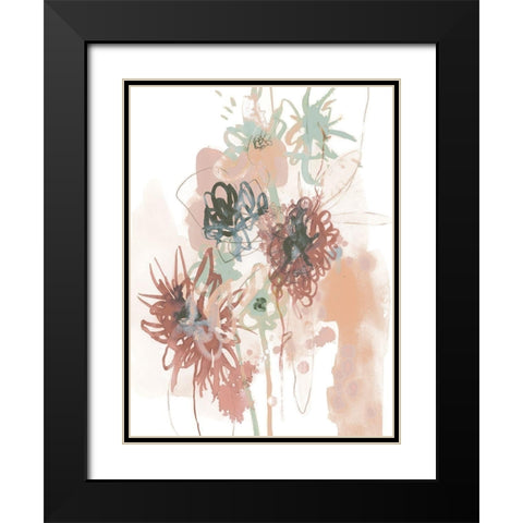 Petal Drift IV Black Modern Wood Framed Art Print with Double Matting by Vess, June Erica