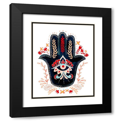 Folk Hand Hamsa II Black Modern Wood Framed Art Print with Double Matting by Parker, Jennifer Paxton