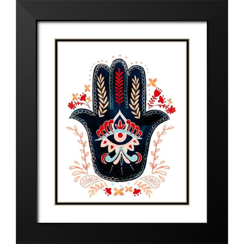 Folk Hand Hamsa II Black Modern Wood Framed Art Print with Double Matting by Parker, Jennifer Paxton