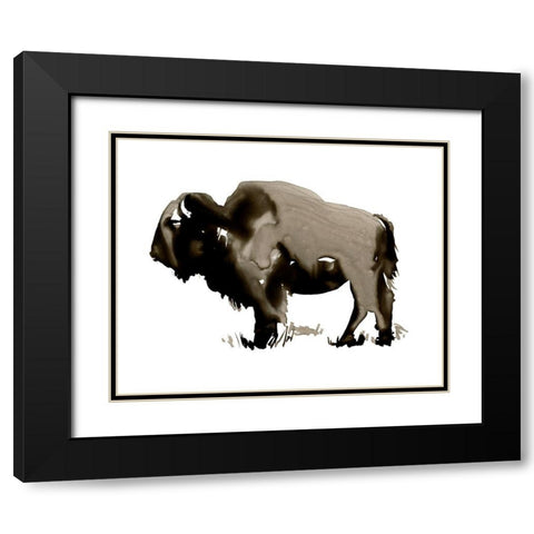 Monochrome Bison II Black Modern Wood Framed Art Print with Double Matting by Parker, Jennifer Paxton