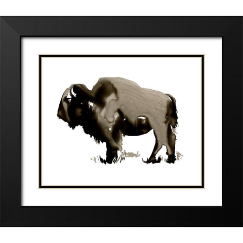 Monochrome Bison II Black Modern Wood Framed Art Print with Double Matting by Parker, Jennifer Paxton