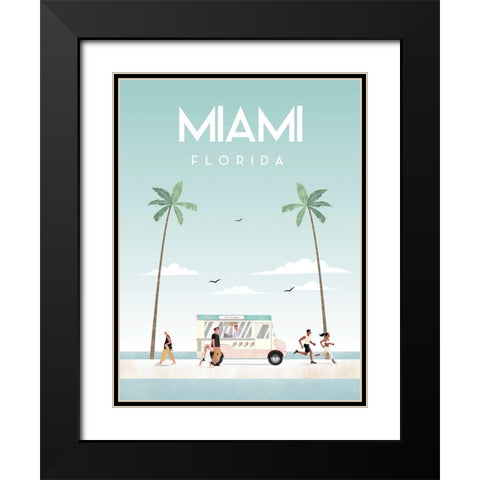 Illustrated Miami Beach I Black Modern Wood Framed Art Print with Double Matting by Arctic Frame