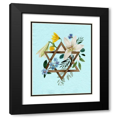 Floral Hanukkah I Black Modern Wood Framed Art Print with Double Matting by Popp, Grace