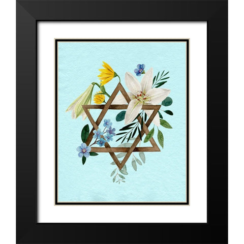 Floral Hanukkah I Black Modern Wood Framed Art Print with Double Matting by Popp, Grace