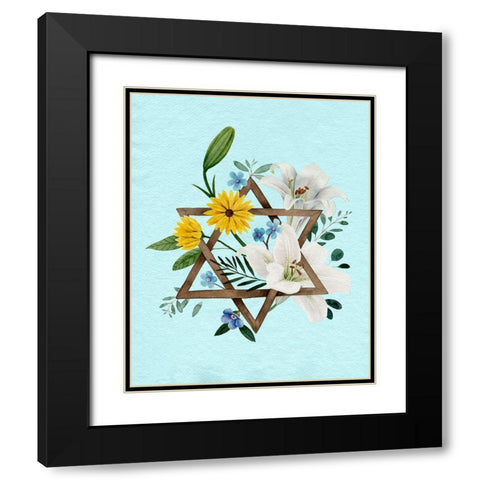 Floral Hanukkah II Black Modern Wood Framed Art Print with Double Matting by Popp, Grace