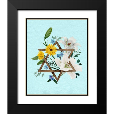 Floral Hanukkah II Black Modern Wood Framed Art Print with Double Matting by Popp, Grace