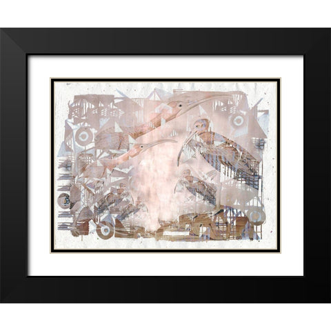 Circles And Triangles with Birds I Black Modern Wood Framed Art Print with Double Matting by Arbel, Lori