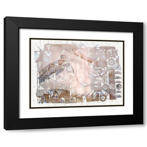 Circles And Triangles with Birds II Black Modern Wood Framed Art Print with Double Matting by Arbel, Lori