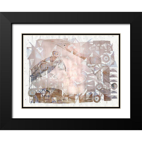 Circles And Triangles with Birds II Black Modern Wood Framed Art Print with Double Matting by Arbel, Lori