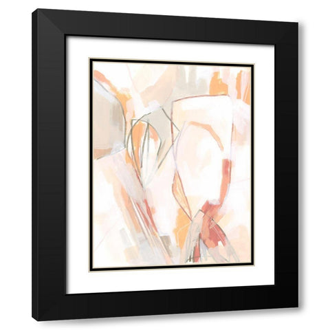 Peach Puzzle I Black Modern Wood Framed Art Print with Double Matting by Vess, June Erica
