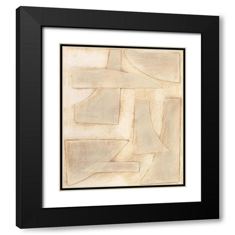 Buff Abstract Shapes I Black Modern Wood Framed Art Print with Double Matting by Moore, Regina