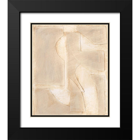 Buff Abstract Shapes II Black Modern Wood Framed Art Print with Double Matting by Moore, Regina