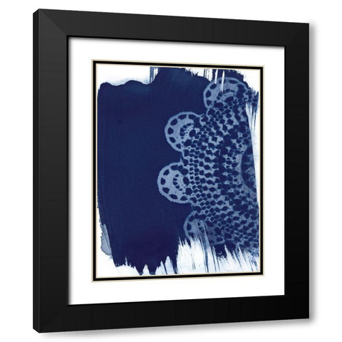 Cyan Doily I Black Modern Wood Framed Art Print with Double Matting by Moore, Regina