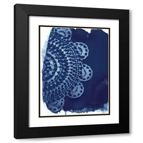 Cyan Doily II Black Modern Wood Framed Art Print with Double Matting by Moore, Regina