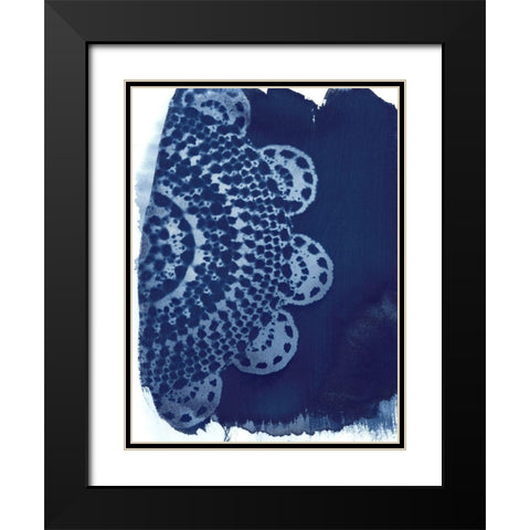 Cyan Doily II Black Modern Wood Framed Art Print with Double Matting by Moore, Regina