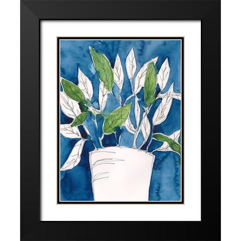 Green Leaves in Pots I Black Modern Wood Framed Art Print with Double Matting by Moore, Regina