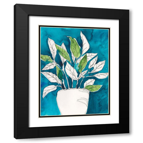 Green Leaves in Pots II Black Modern Wood Framed Art Print with Double Matting by Moore, Regina