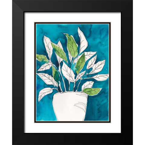 Green Leaves in Pots II Black Modern Wood Framed Art Print with Double Matting by Moore, Regina