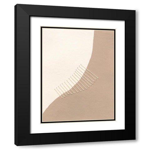 Neutral Stitches I Black Modern Wood Framed Art Print with Double Matting by Moore, Regina