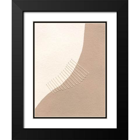 Neutral Stitches I Black Modern Wood Framed Art Print with Double Matting by Moore, Regina