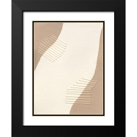 Neutral Stitches II Black Modern Wood Framed Art Print with Double Matting by Moore, Regina