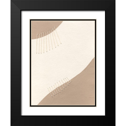 Neutral Stitches III Black Modern Wood Framed Art Print with Double Matting by Moore, Regina