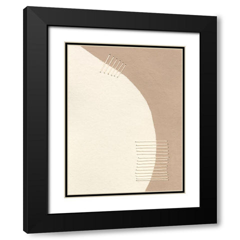 Neutral Stitches IV Black Modern Wood Framed Art Print with Double Matting by Moore, Regina