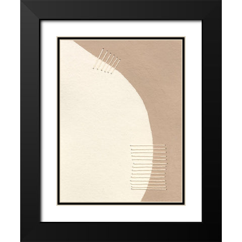 Neutral Stitches IV Black Modern Wood Framed Art Print with Double Matting by Moore, Regina