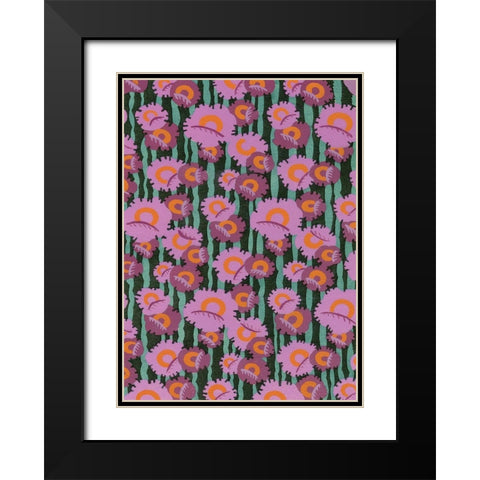 Custom Cropped Art Deco Florals VII Black Modern Wood Framed Art Print with Double Matting by Baxter Mill Archive