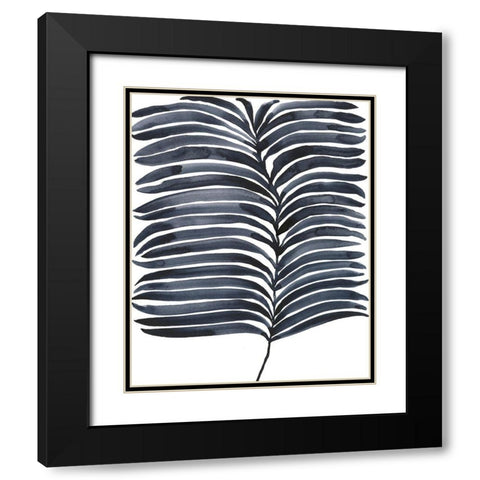 Indigo Fronds I Black Modern Wood Framed Art Print with Double Matting by Moore, Regina