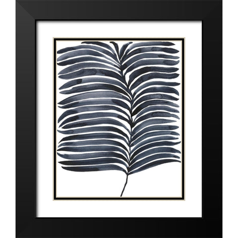 Indigo Fronds I Black Modern Wood Framed Art Print with Double Matting by Moore, Regina