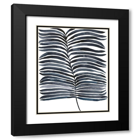Indigo Fronds II Black Modern Wood Framed Art Print with Double Matting by Moore, Regina