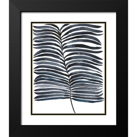 Indigo Fronds II Black Modern Wood Framed Art Print with Double Matting by Moore, Regina